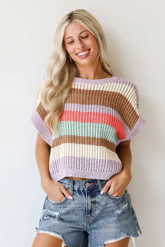 Long sleeve – Full-length sleevesLong sleeve – Full-length sleevesEasily Delightful Lilac Striped Sweater Top Long sleeve – Full-length sleevesLong sleeve – Full-length sleevesEasily Delightful Lilac Striped Sweater Top