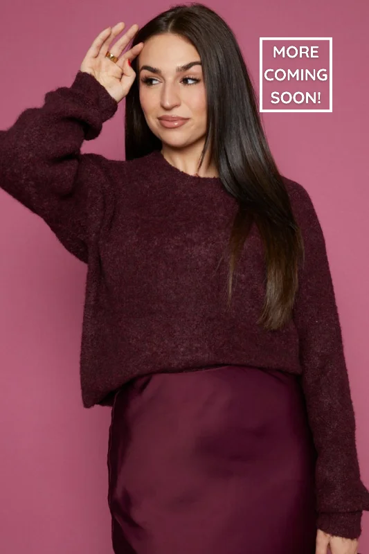 Pullover – Sweater without buttons or zippers, worn over the headPullover – Sweater without buttons or zippers, worn over the headEsme Plush Textured Knit Sweater - Berry Wine Pullover – Sweater without buttons or zippers, worn over the headPullover – Sweater without buttons or zippers, worn over the headEsme Plush Textured Knit Sweater - Berry Wine