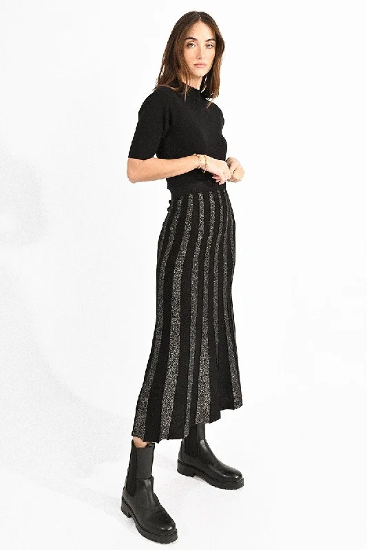 Drop shoulder – Sleeves that hang lower than the shoulder seam for a relaxed fitDrop shoulder – Sleeves that hang lower than the shoulder seam for a relaxed fitLurex Stripe Sweater Skirt in Black Drop shoulder – Sleeves that hang lower than the shoulder seam for a relaxed fitDrop shoulder – Sleeves that hang lower than the shoulder seam for a relaxed fitLurex Stripe Sweater Skirt in Black
