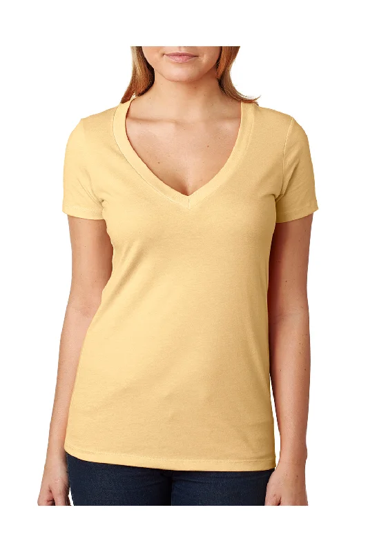 Banded hem – T-shirt with a stitched or elastic band at the bottomBanded hem – T-shirt with a stitched or elastic band at the bottomNext Level Womens CVC Jersey Short Sleeve V-Neck T-Shirt - Banana Cream Yellow - Closeout Banded hem – T-shirt with a stitched or elastic band at the bottomBanded hem – T-shirt with a stitched or elastic band at the bottomNext Level Womens CVC Jersey Short Sleeve V-Neck T-Shirt - Banana Cream Yellow - Closeout