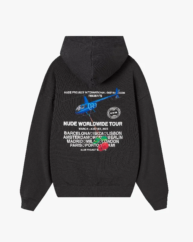 Embroidered hoodie – Hoodie featuring embroidery, usually logos, monograms, or decorative patternsEmbroidered hoodie – Hoodie featuring embroidery, usually logos, monograms, or decorative patternsNUDE TOUR HOODIE ASH