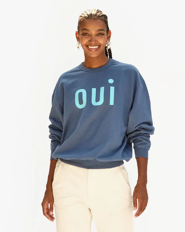 Drop shoulder – Sleeves that hang lower than the shoulder seam for a relaxed fitDrop shoulder – Sleeves that hang lower than the shoulder seam for a relaxed fitOversized Sweatshirt in Faded Navy Oui Drop shoulder – Sleeves that hang lower than the shoulder seam for a relaxed fitDrop shoulder – Sleeves that hang lower than the shoulder seam for a relaxed fitOversized Sweatshirt in Faded Navy Oui