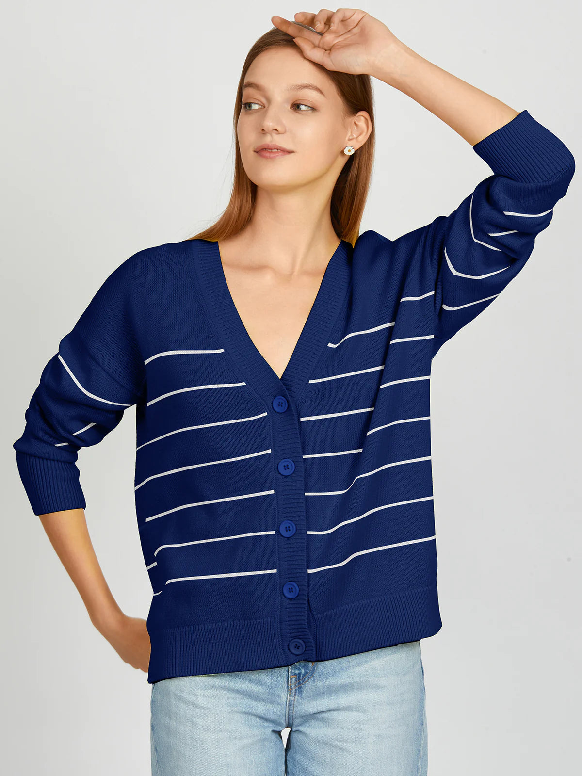 Ribbed – Sweater with textured, vertical stripesRibbed – Sweater with textured, vertical stripesRelax Stripe Cardigan in Dark Blue Multi Ribbed – Sweater with textured, vertical stripesRibbed – Sweater with textured, vertical stripesRelax Stripe Cardigan in Dark Blue Multi