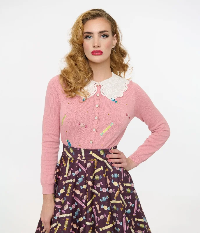 Turtleneck – High-neck style for added warmthTurtleneck – High-neck style for added warmthRoyal Monk 1950s Pink Candy Cardigan Turtleneck – High-neck style for added warmthTurtleneck – High-neck style for added warmthRoyal Monk 1950s Pink Candy Cardigan