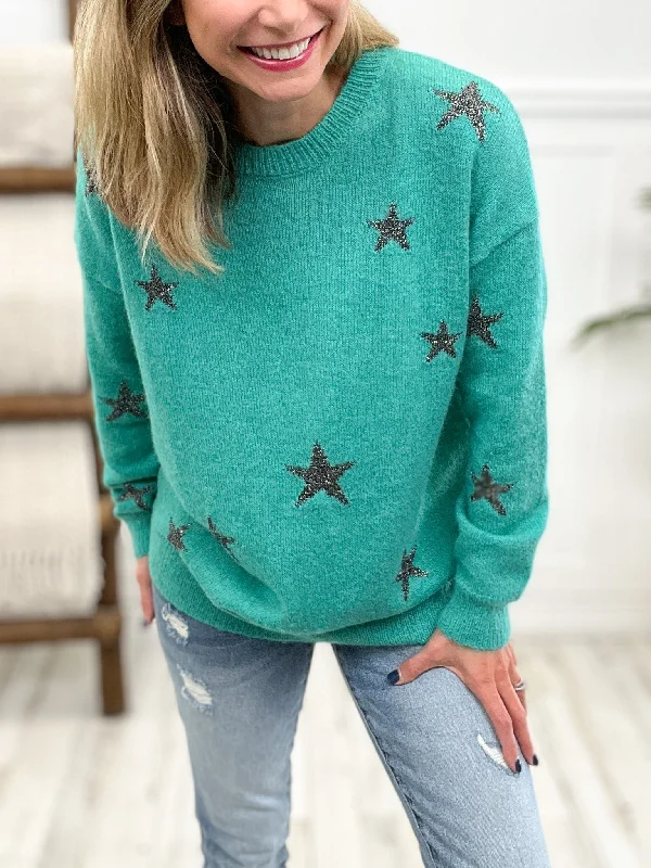Cotton blend – Mix of cotton and synthetic fibers for comfortCotton blend – Mix of cotton and synthetic fibers for comfortStars in Our Eyes Crew Neck Sweater Cotton blend – Mix of cotton and synthetic fibers for comfortCotton blend – Mix of cotton and synthetic fibers for comfortStars in Our Eyes Crew Neck Sweater