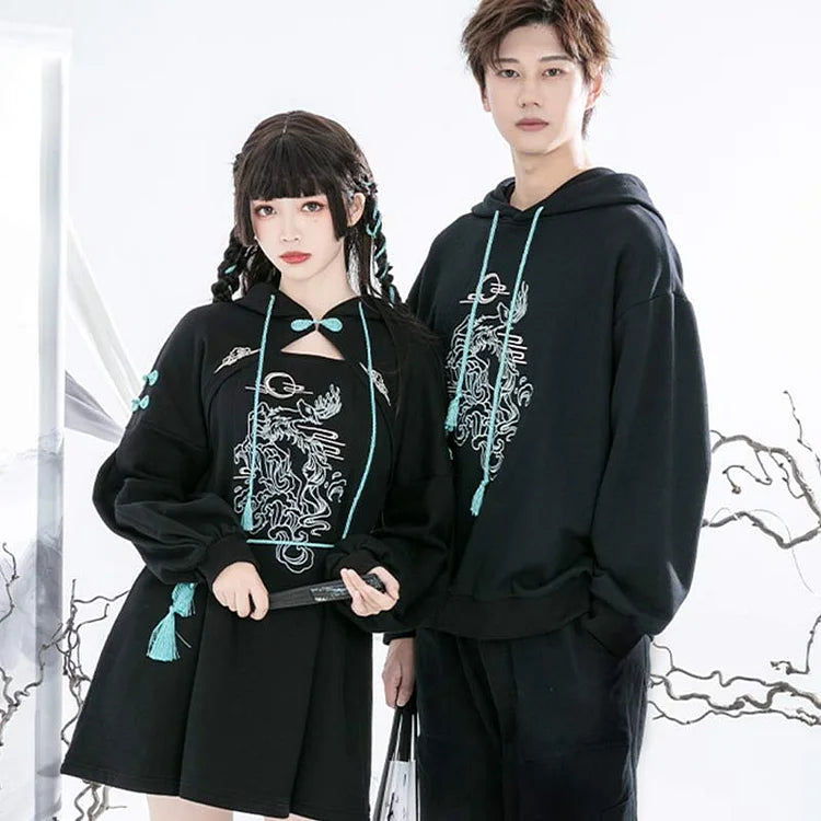 Fleece-lined – Soft, warm interior lining made from fleece materialFleece-lined – Soft, warm interior lining made from fleece materialChic Vintage Deer Embroidery Loose Sweatshirt with Coordinating Hoodie Dress Fleece-lined – Soft, warm interior lining made from fleece materialFleece-lined – Soft, warm interior lining made from fleece materialChic Vintage Deer Embroidery Loose Sweatshirt with Coordinating Hoodie Dress