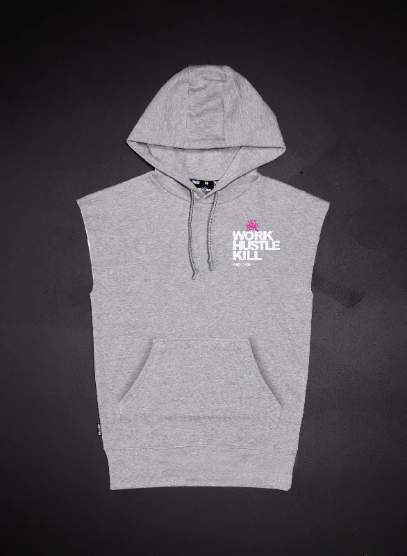 Fleece-lined – Soft, warm interior lining made from fleece materialFleece-lined – Soft, warm interior lining made from fleece materialWORK HUSTLE KILL - SLEEVELESS HOODIE - GREY Fleece-lined – Soft, warm interior lining made from fleece materialFleece-lined – Soft, warm interior lining made from fleece materialWORK HUSTLE KILL - SLEEVELESS HOODIE - GREY