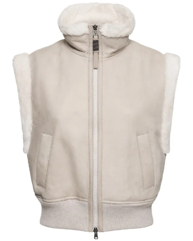 stylish women's waistcoatsstylish women's waistcoatsOat Shearling Suede Vest