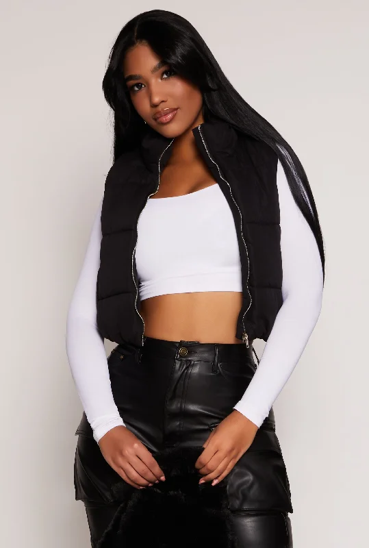 women's waistcoats with v-neckswomen's waistcoats with v-necksZip Front Cropped Puffer Vest women's waistcoats with v-neckswomen's waistcoats with v-necksZip Front Cropped Puffer Vest