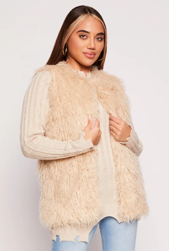 women's waistcoats with adjustable strapswomen's waistcoats with adjustable strapsShaggy Faux Fur Vest
