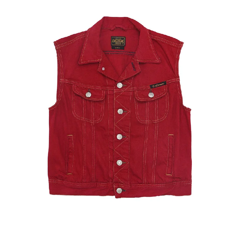 women's waistcoats that are made with durable fabricswomen's waistcoats that are made with durable fabricsPocket 12.4 oz Denim Ryder Vest - Red Macon Wash