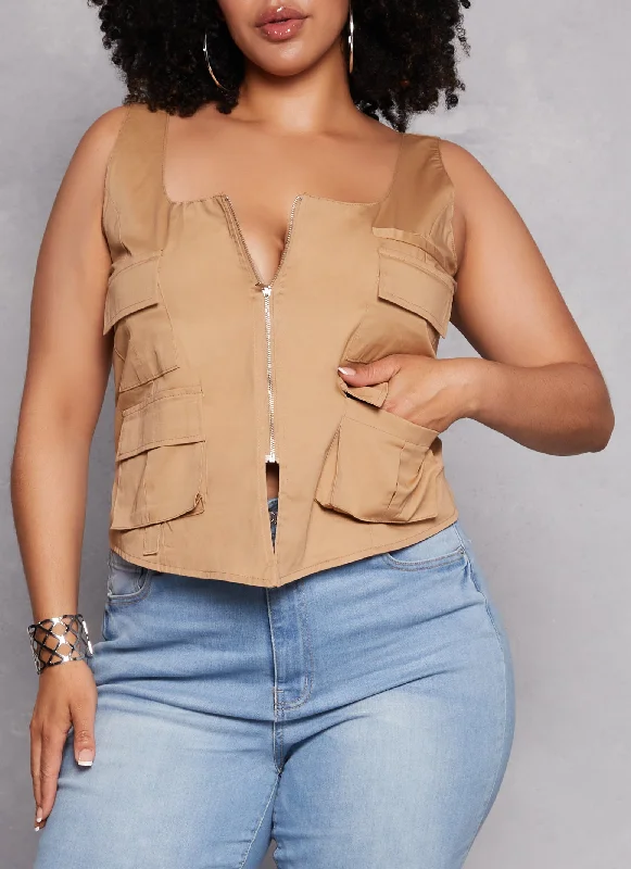 women's waistcoats that are versatile and stylishwomen's waistcoats that are versatile and stylishPlus Size Cargo Pocket Zip Front Vest women's waistcoats that are versatile and stylishwomen's waistcoats that are versatile and stylishPlus Size Cargo Pocket Zip Front Vest